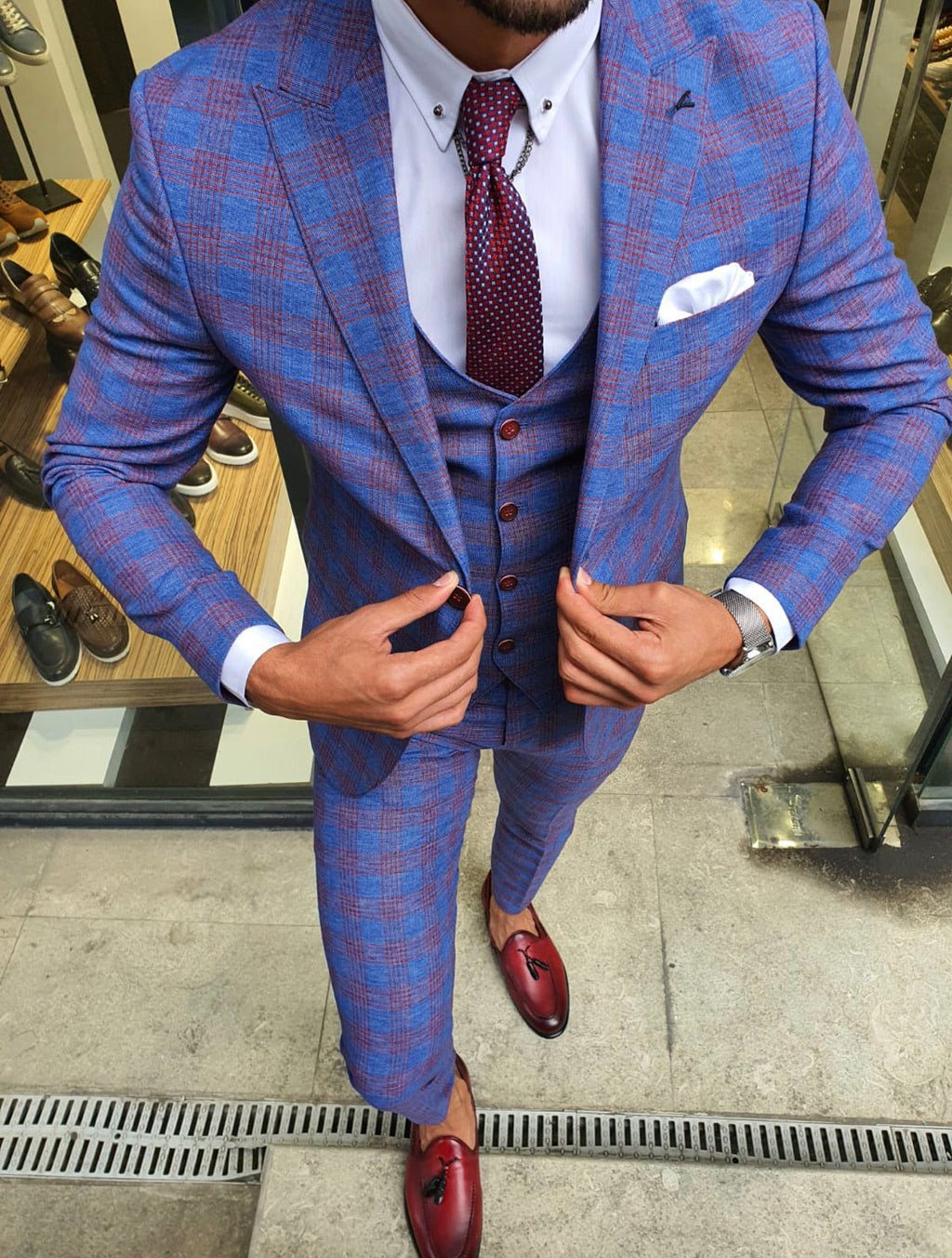 Midvale Sax Slim Fit Plaid Suit-baagr.myshopify.com-suit-brabion