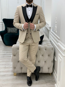 Bojoni Tishko Beige  Slim Fit Tuxedo