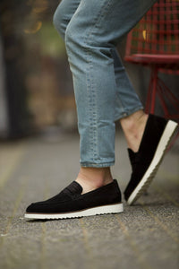 Bojoni Dover Black Suede Leather Shoes