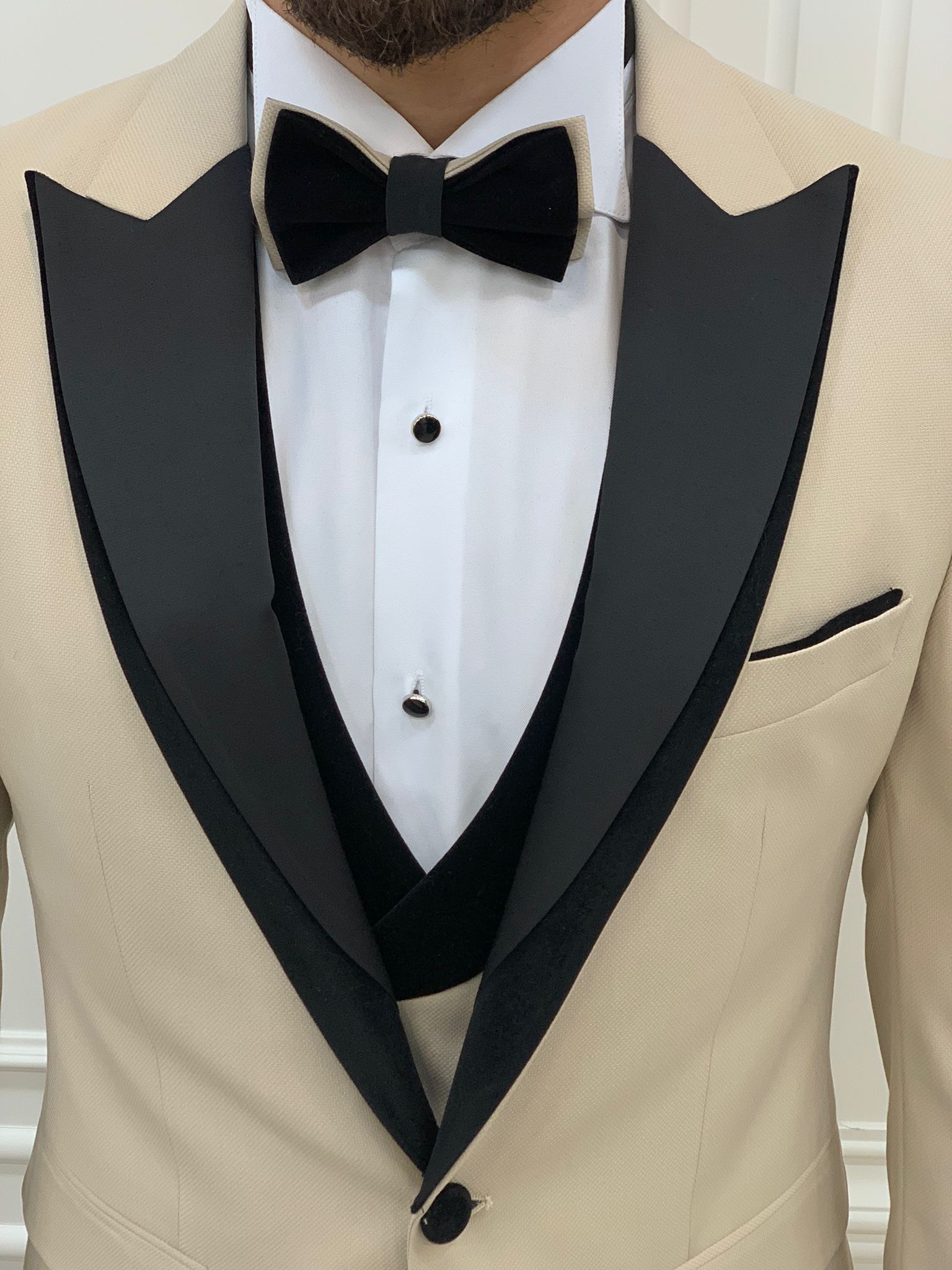 Bojoni Tishko Beige  Slim Fit Tuxedo