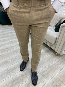 Vince Beige Slim Fit Double Breasted Striped Suit-baagr.myshopify.com-1-BOJONI