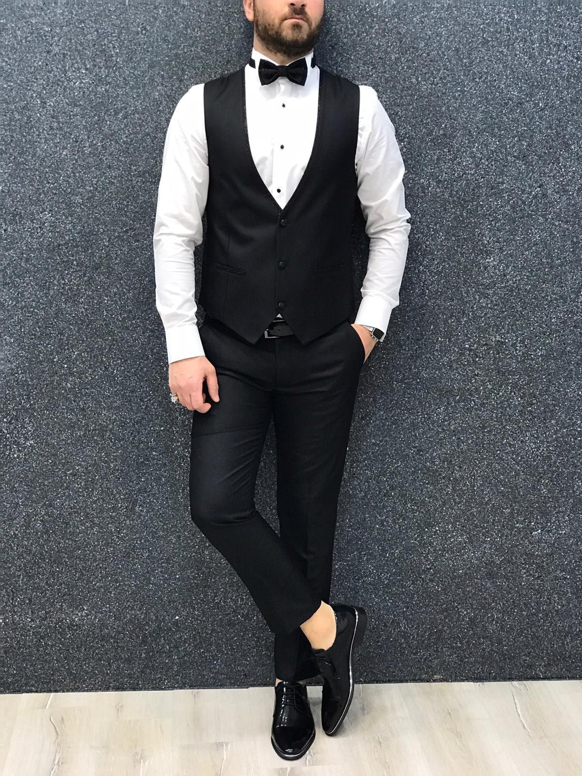 Nova Slim Fit Diamond  Black Tuxedo-baagr.myshopify.com-1-BOJONI
