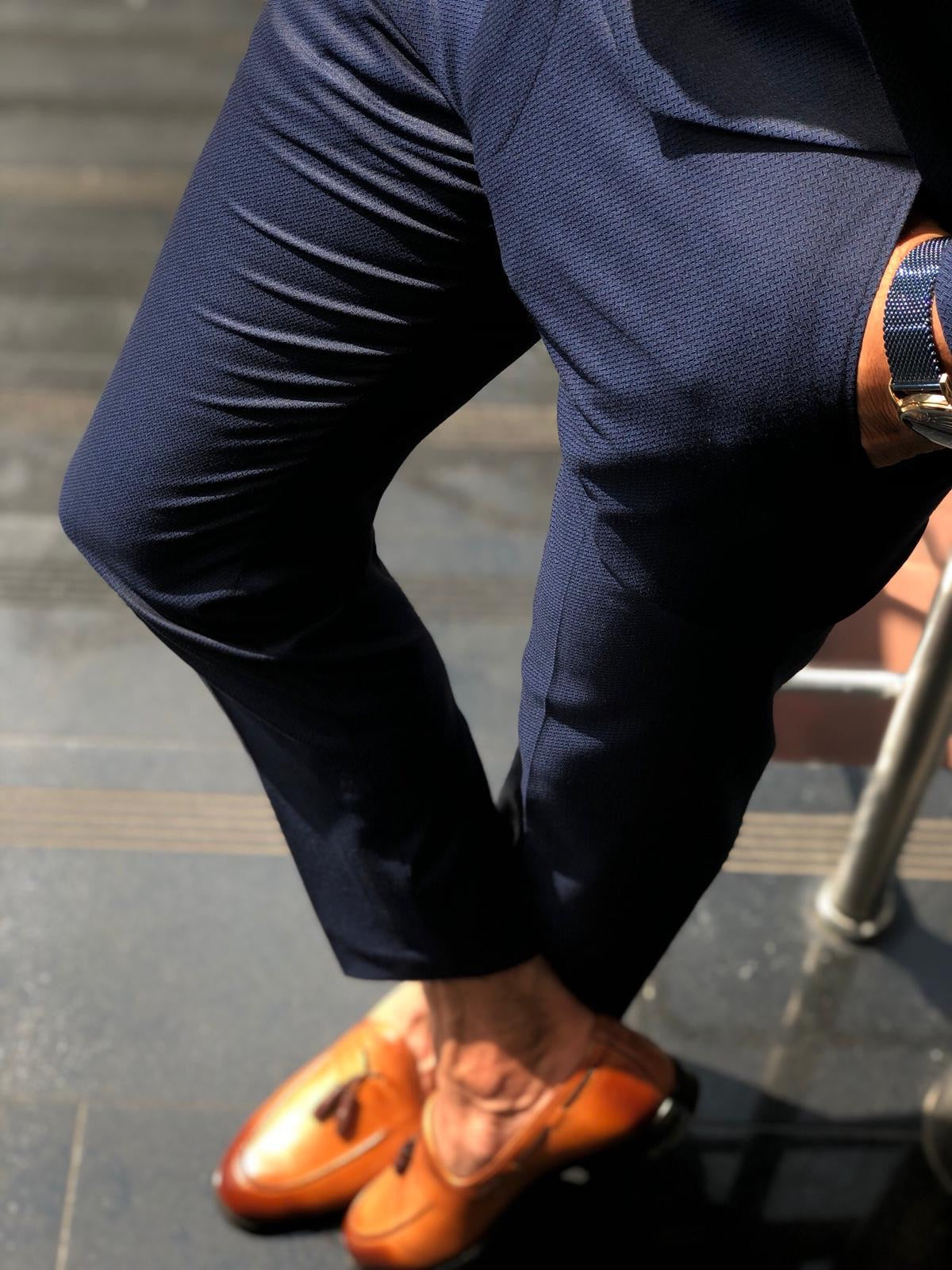 Baha  Slim-Fit Patterned Suit Vest Navy Blue-baagr.myshopify.com-suit-BOJONI