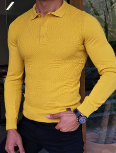 Bloom Yellow Slim Fit Collar Sweater-baagr.myshopify.com-sweatshirts-BOJONI