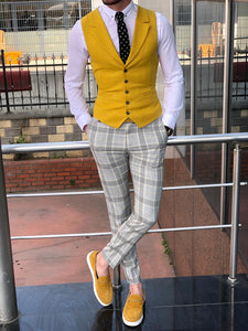 Multi Slim-Fit  Suit Vest Yellow-baagr.myshopify.com-suit-brabion