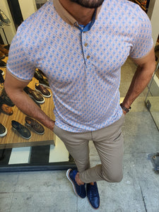 Luca Camel Slim Fit Button Collar Polo Shirt-baagr.myshopify.com-T-shirt-BOJONI