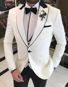 Bojoni Dayton  Slim Fit Royal White Tuxedo