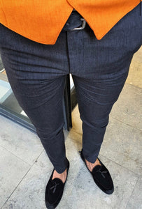 Ardenza Black Slim Fit Cotton Pants-baagr.myshopify.com-Pants-BOJONI