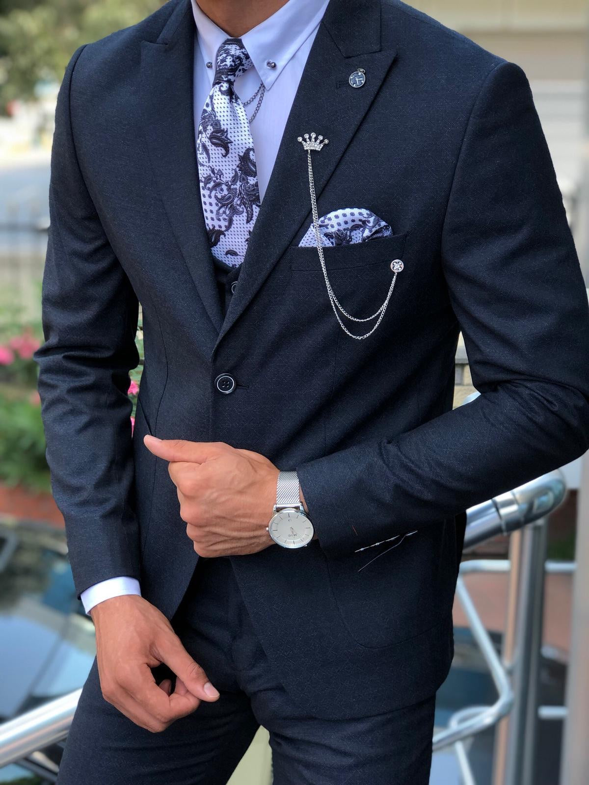 Mikki Slim-Fit  Patterned Suit in Blue-baagr.myshopify.com-suit-BOJONI
