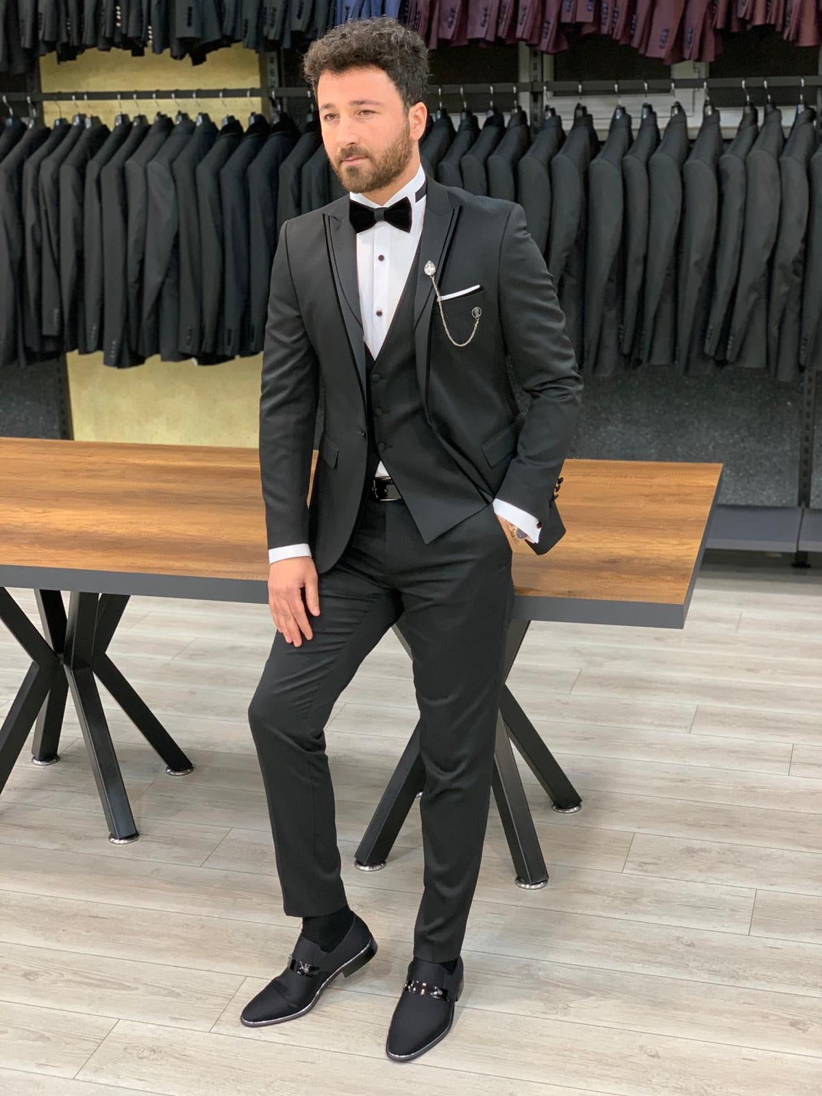 Catani Velvet Black Slim Fit Tuxedo #3-baagr.myshopify.com-1-BOJONI