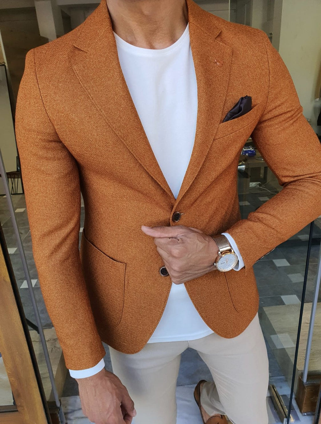 Bojoni Camel Slim Fit Blazer-baagr.myshopify.com-blazers-BOJONI