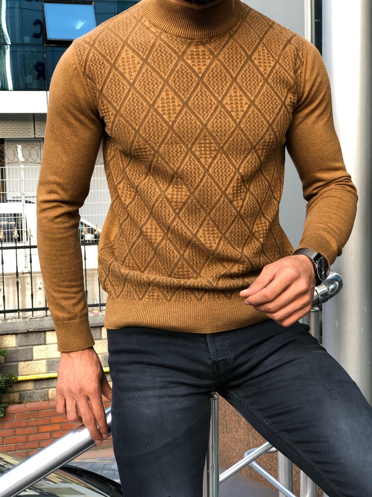 Slim-Fit Patterned Turtleneck Knitwear (3 Colors)-baagr.myshopify.com-sweatshirts-BOJONI
