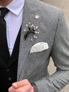Zengi Slim-Fit Cotton Blazer in Gray-baagr.myshopify.com-suit-BOJONI