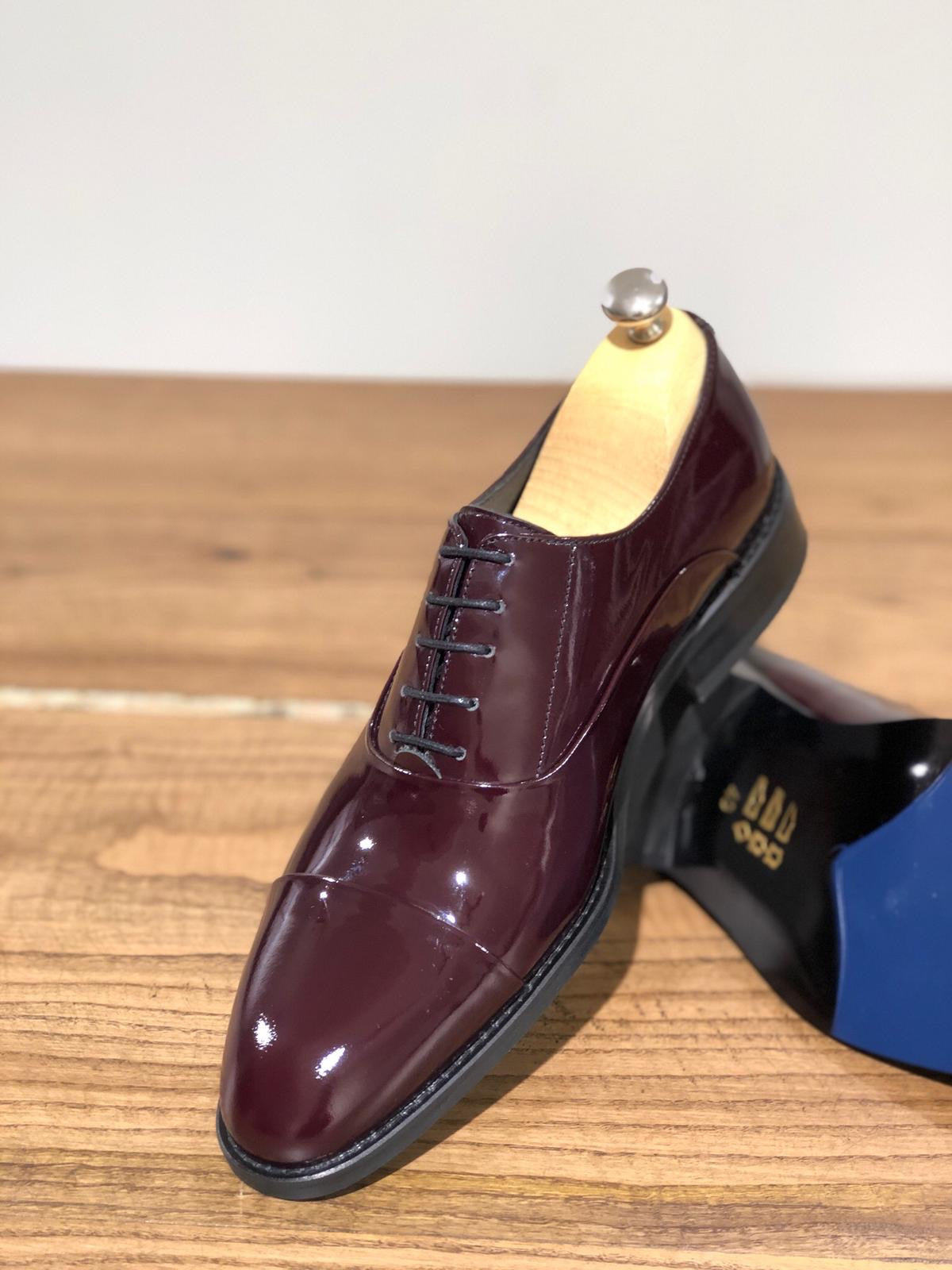 Classic Laced Patent Leather Shoes in Burgundy-baagr.myshopify.com-shoes2-BOJONI