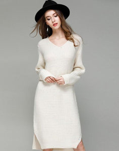 Womens V Neck Long Sweater/Dress