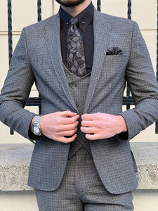 Bojoni Perris Gray Slim Fit Wool Suit