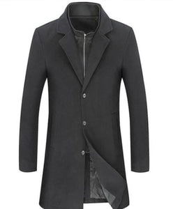 Mens Double Collar Mid Length Overcoat