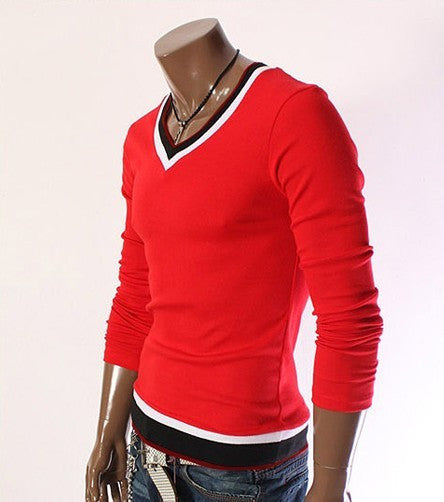 Mens V Neck Knitted Top