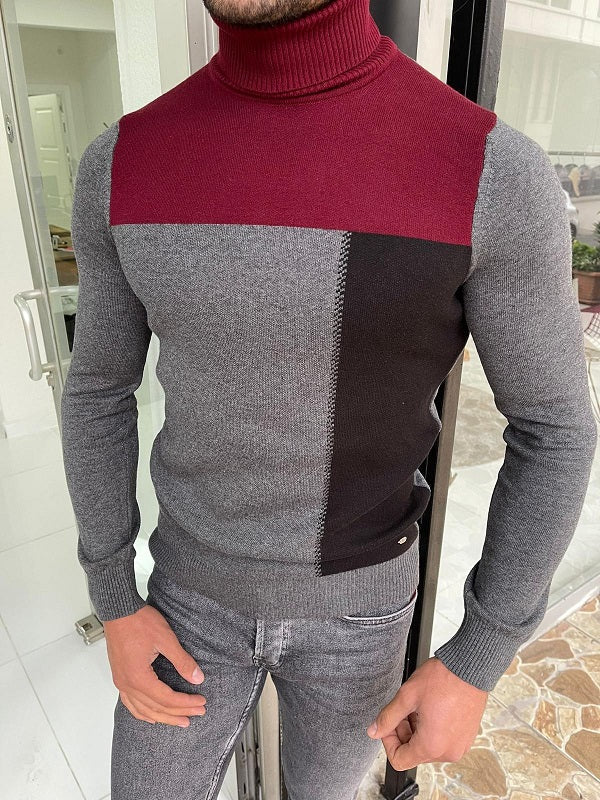 Bojo Dark Gray Slim Fit Turtleneck Sweater-baagr.myshopify.com-sweatshirts-BOJONI