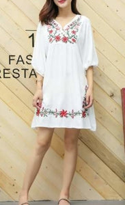 Womens Floral Embroidered Dress
