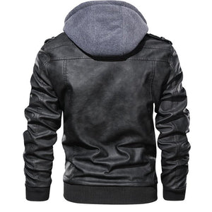 HOODED LEATHER JACKET (2 colors)