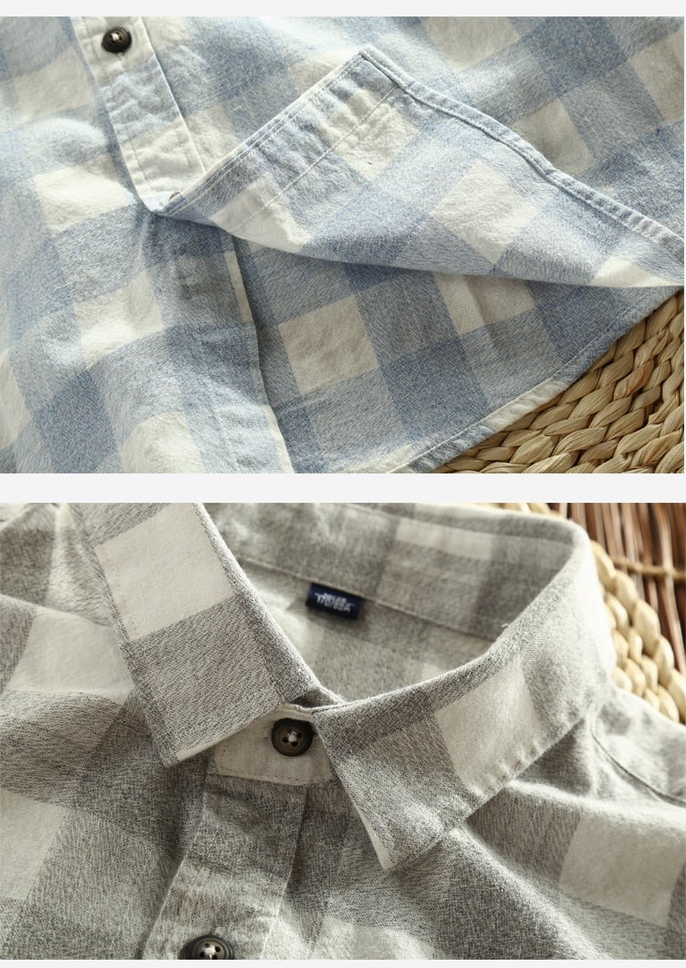 VINTAGE PLAID COTTON SHIRT (3 COLORS)