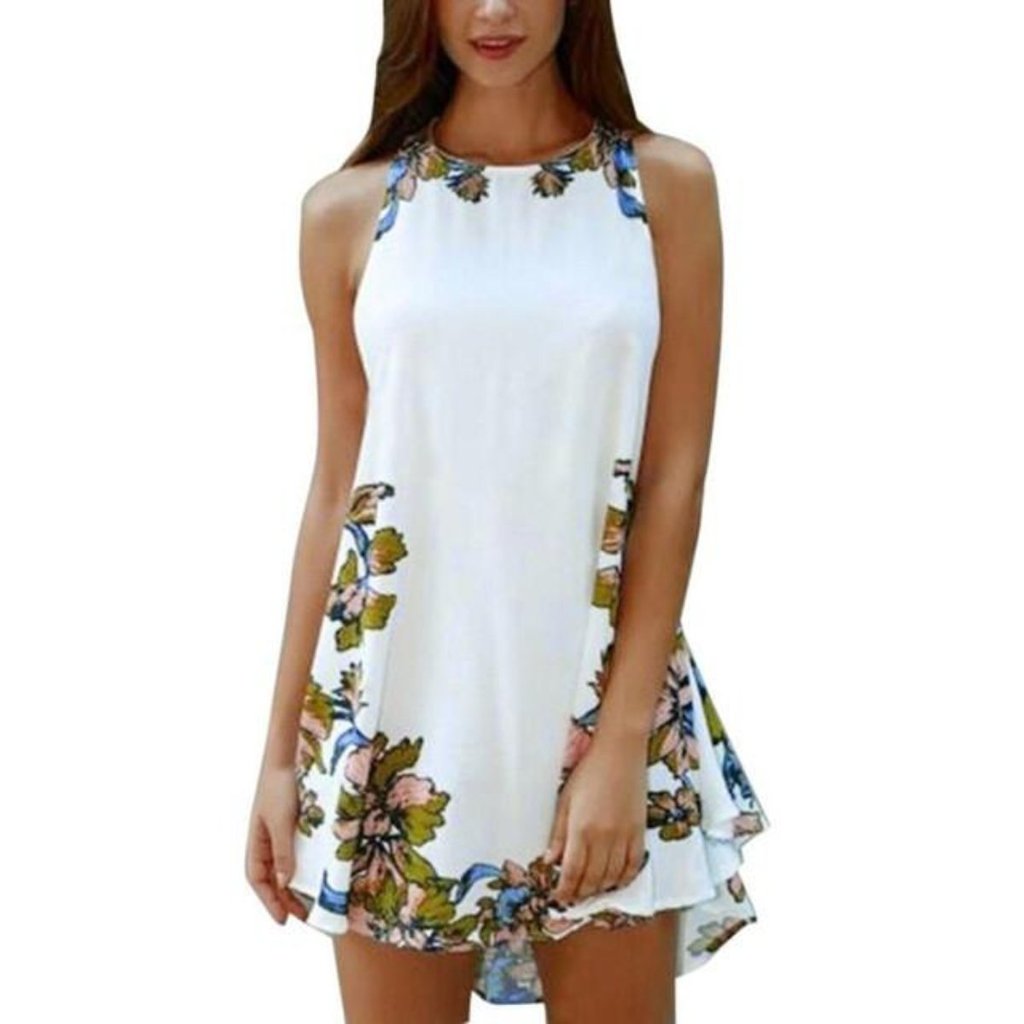 Womens Sleeveless Floral Mini Dress