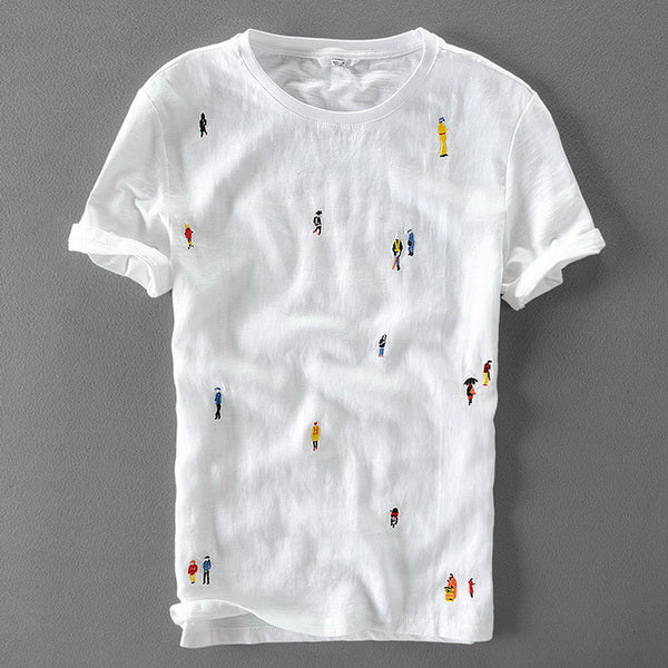 Contemporary Cartoon Linen T-Shirt-baagr.myshopify.com-T-shirt-BOJONI
