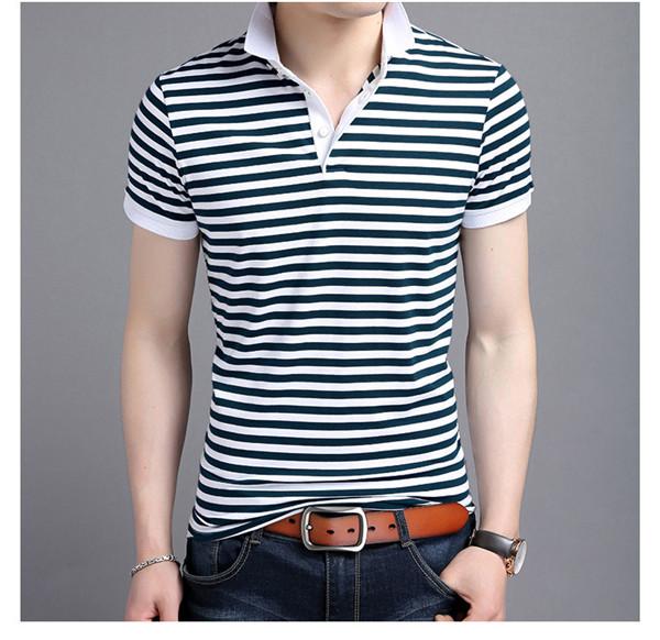Mens Short Sleeve Striped Polo Shirt