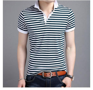 Mens Short Sleeve Striped Polo Shirt