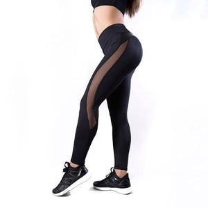 Womens High Waisted Yoga Leggings with Leatherette Details
