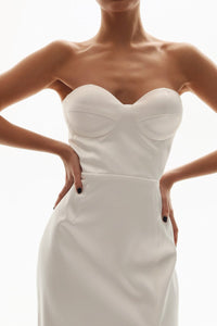 Viclans Satin  Bodycon White Dress with Corset Top