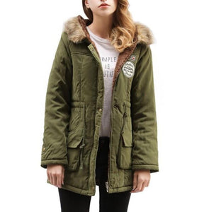 Womens Military Jacket with Inner Fur