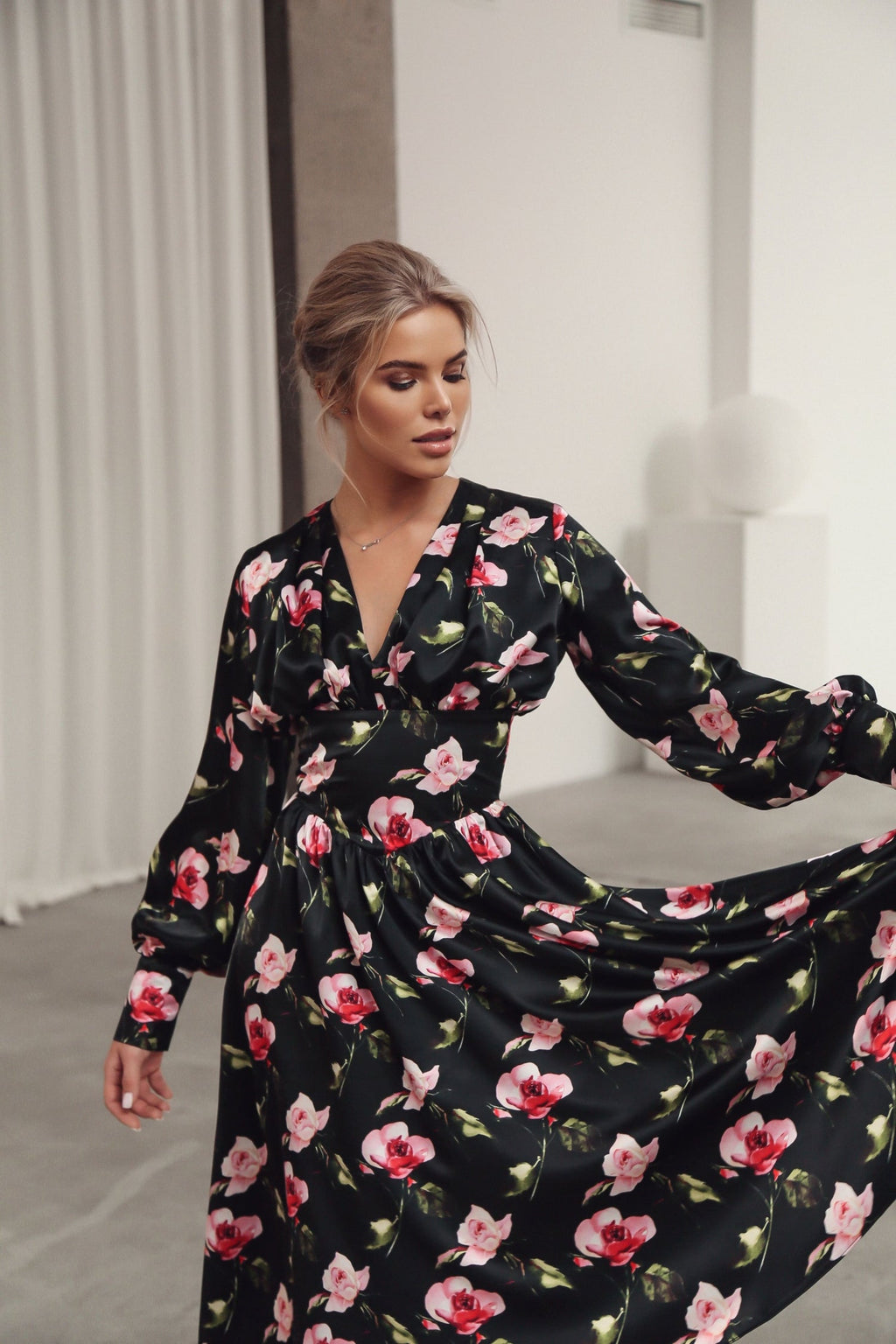 Corset Belt Effect Midi Dress Black-baagr.myshopify.com-dress.-BOJONI