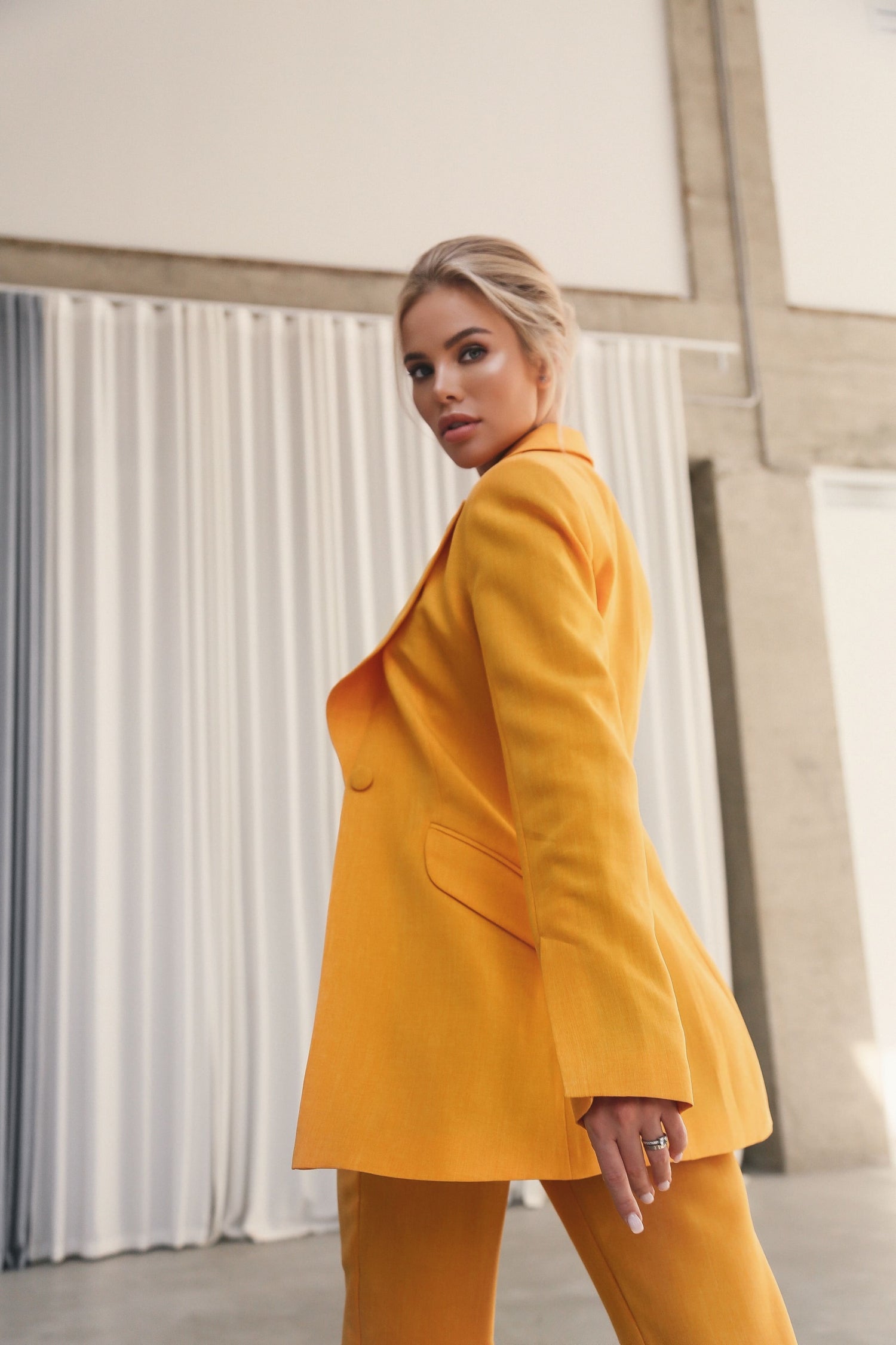 Flared Jacket with Slits on the Sleeves Yellow-baagr.myshopify.com-dress.-BOJONI