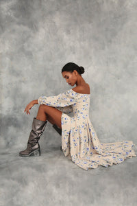 Floral Puff Sleeve Midi Dress-baagr.myshopify.com-dress.-BOJONI