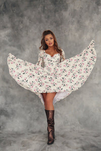 Floral Puff Sleeve Midi Dress-baagr.myshopify.com-dress.-BOJONI