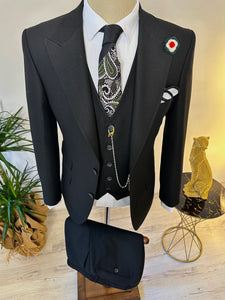 Black Slim-Fit Suit 3-Piece