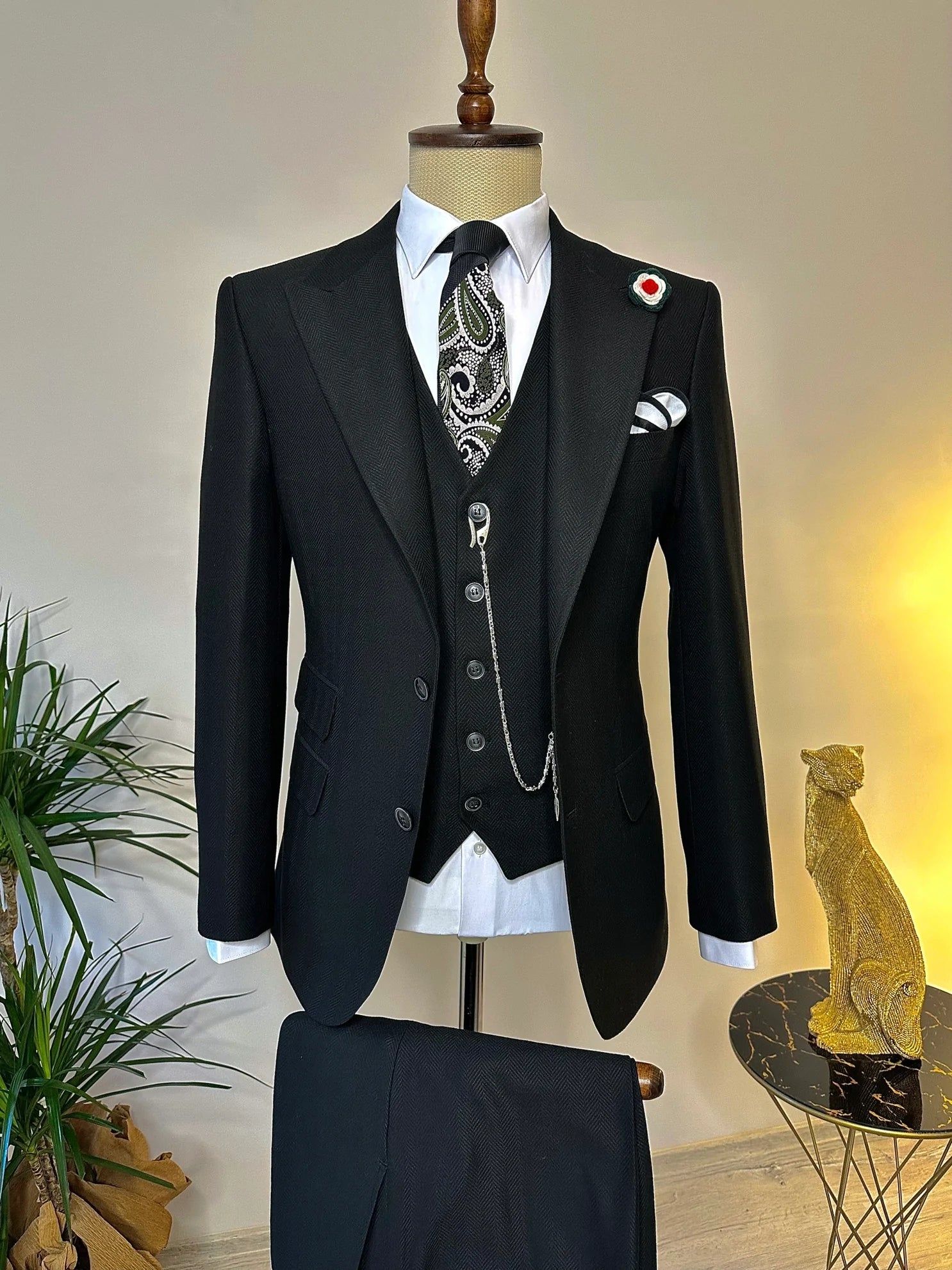 Black Slim-Fit Suit 3-Piece