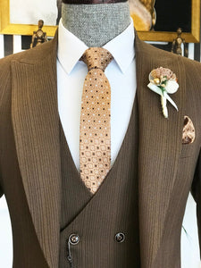 Bojoni Brown Slim-Fit Suit 3-Piece