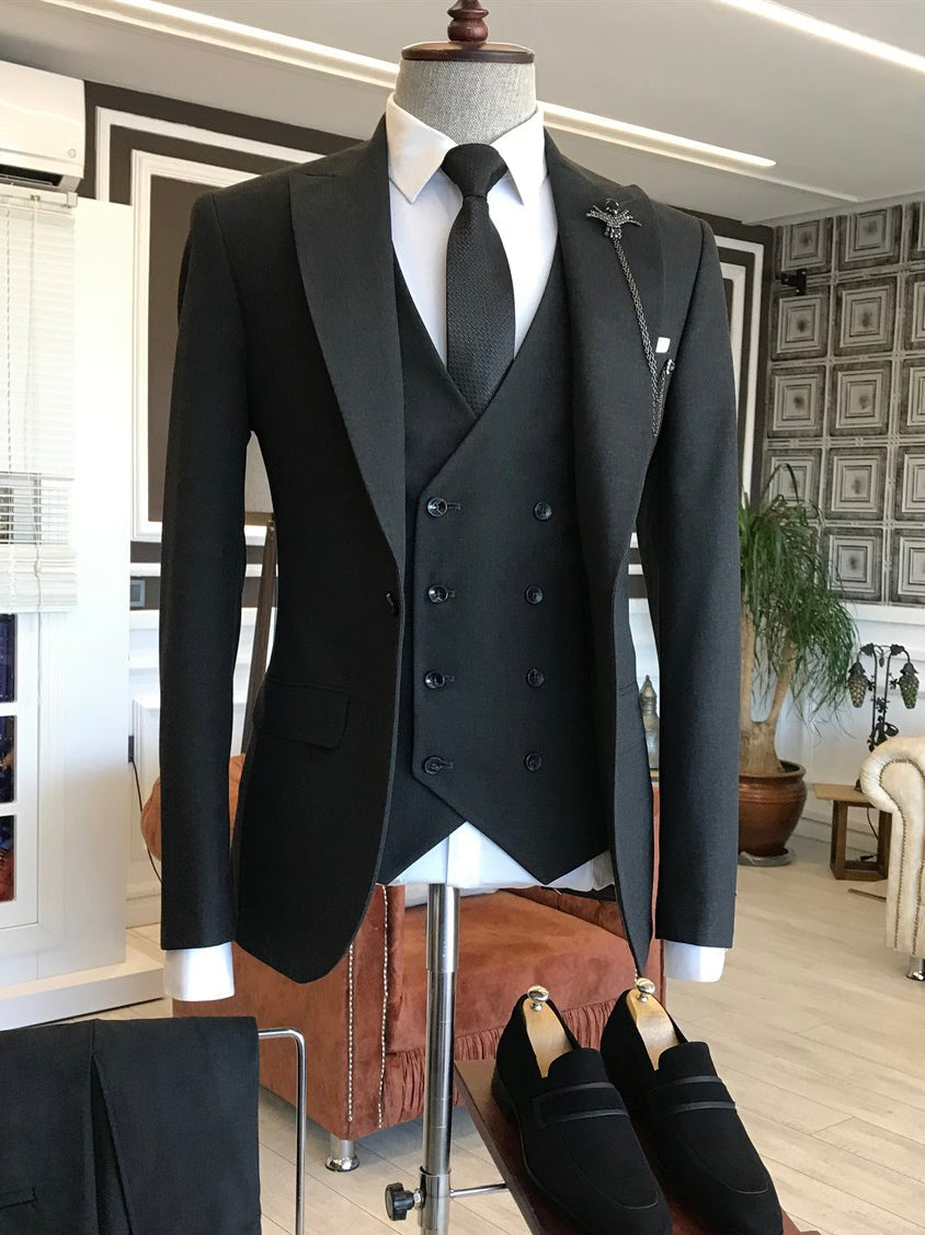 Bojoni Dark Grey Slim-Fit Suit 3-Piece