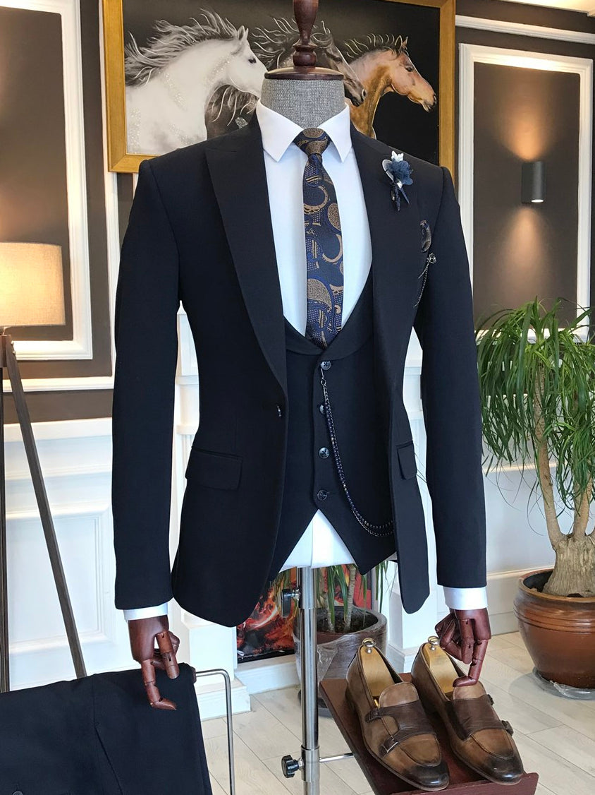 Bojoni Navy Slim-Fit Suit 3-Piece