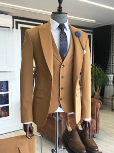 Bojoni Camel Slim-Fit Suit 3-Piece