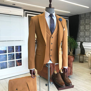 Bojoni Camel Slim-Fit Suit 3-Piece