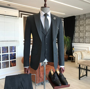 Bojoni Dark Grey Slim-Fit Suit 3-Piece