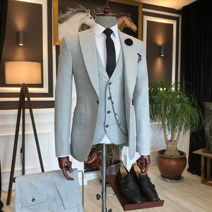 Bojoni Light Grey Slim-Fit Suit 3-Piece