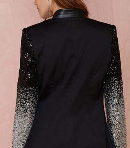 Womens Blazer with Ombre Sequin Sleeves