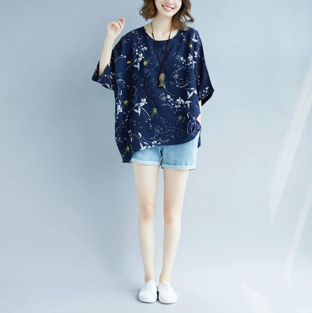 Womens Batwing Floral Top
