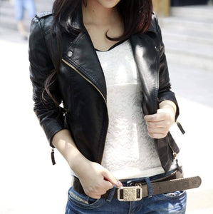 Womens Cropped Faux Leather Jacket