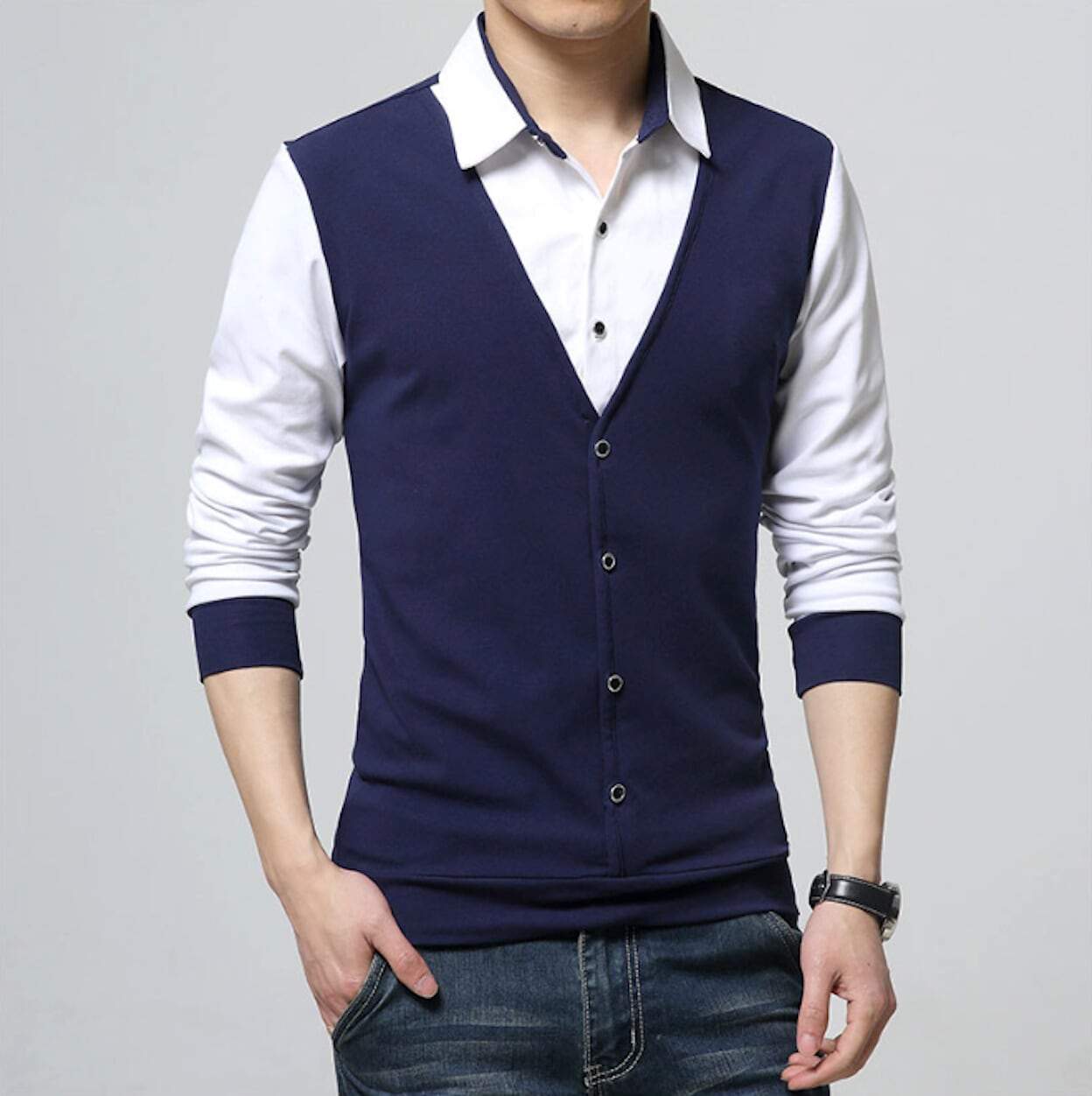 Mens Shirt with Attached Vest